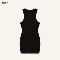 SMFK Compass Rove Stray Vest Dress In Black | MADA IN CHINA