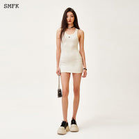 SMFK Compass Rove Stray Vest Dress In White | MADA IN CHINA