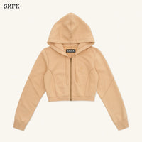 SMFK Compass Rush Short Sporty Hoodie In Sand | MADA IN CHINA