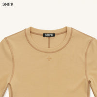 SMFK Compass Rush Slim Fit Sports Top In Sand | MADA IN CHINA