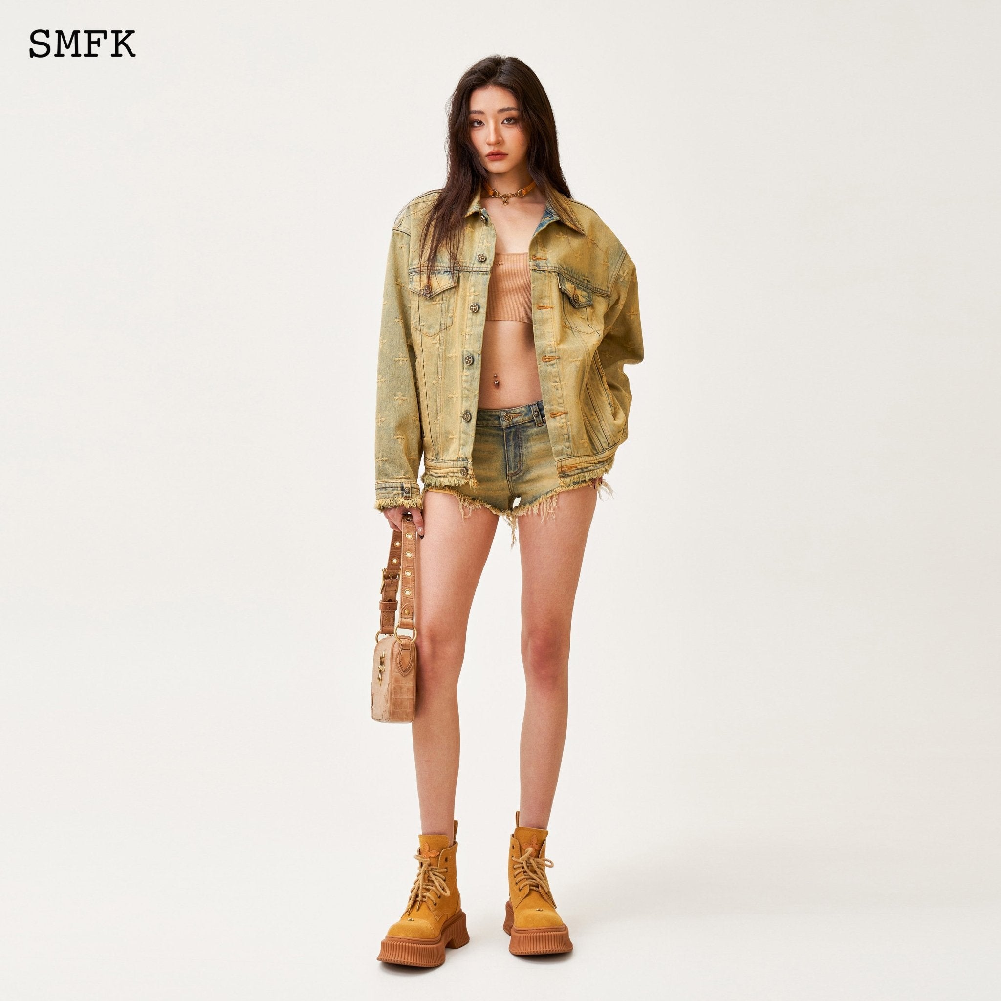 SMFK Compass Tarpan Low-rise Cheese Short Jeans | MADA IN CHINA