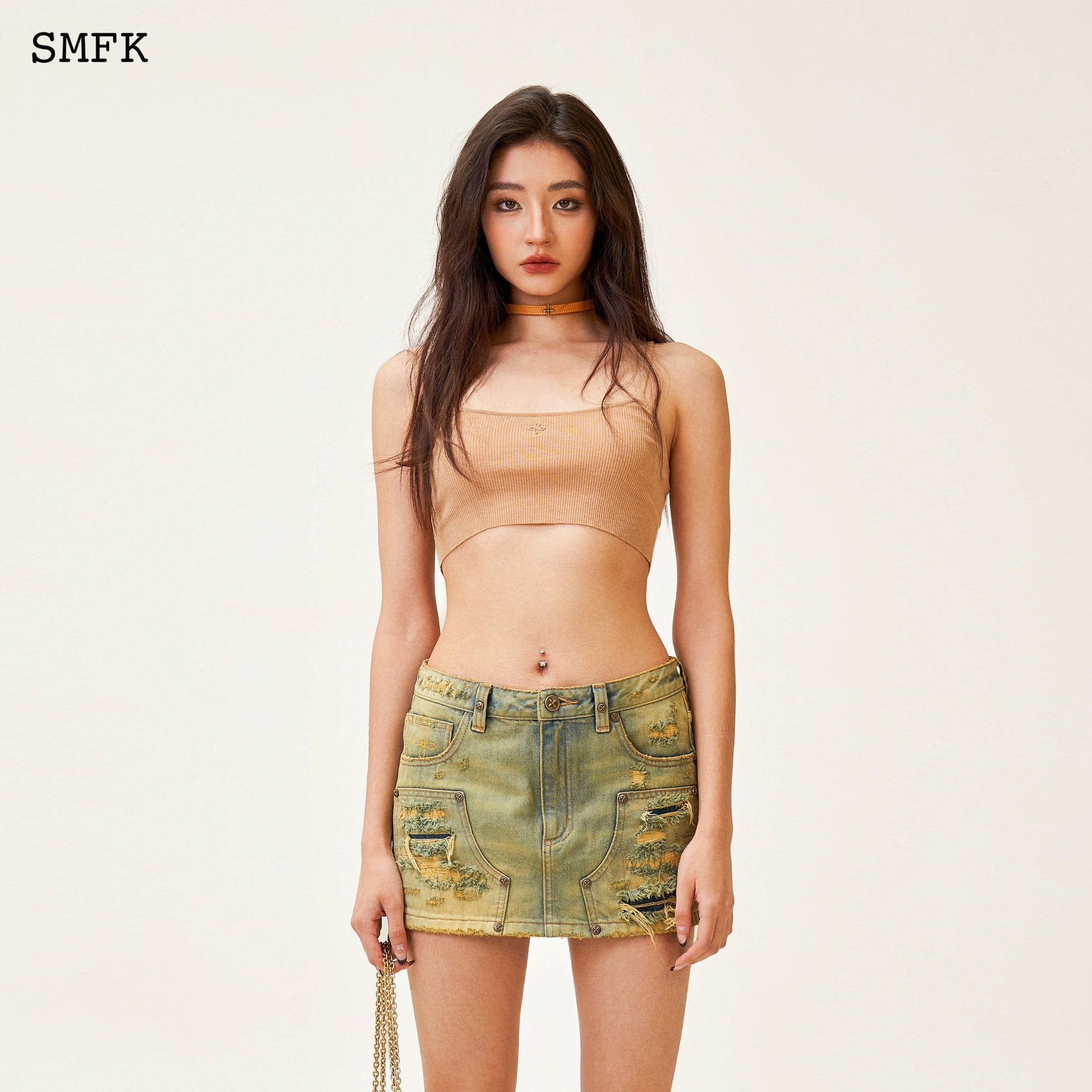 SMFK Compass Tarpan Lumber Mini Skirt In Cheese | MADA IN CHINA