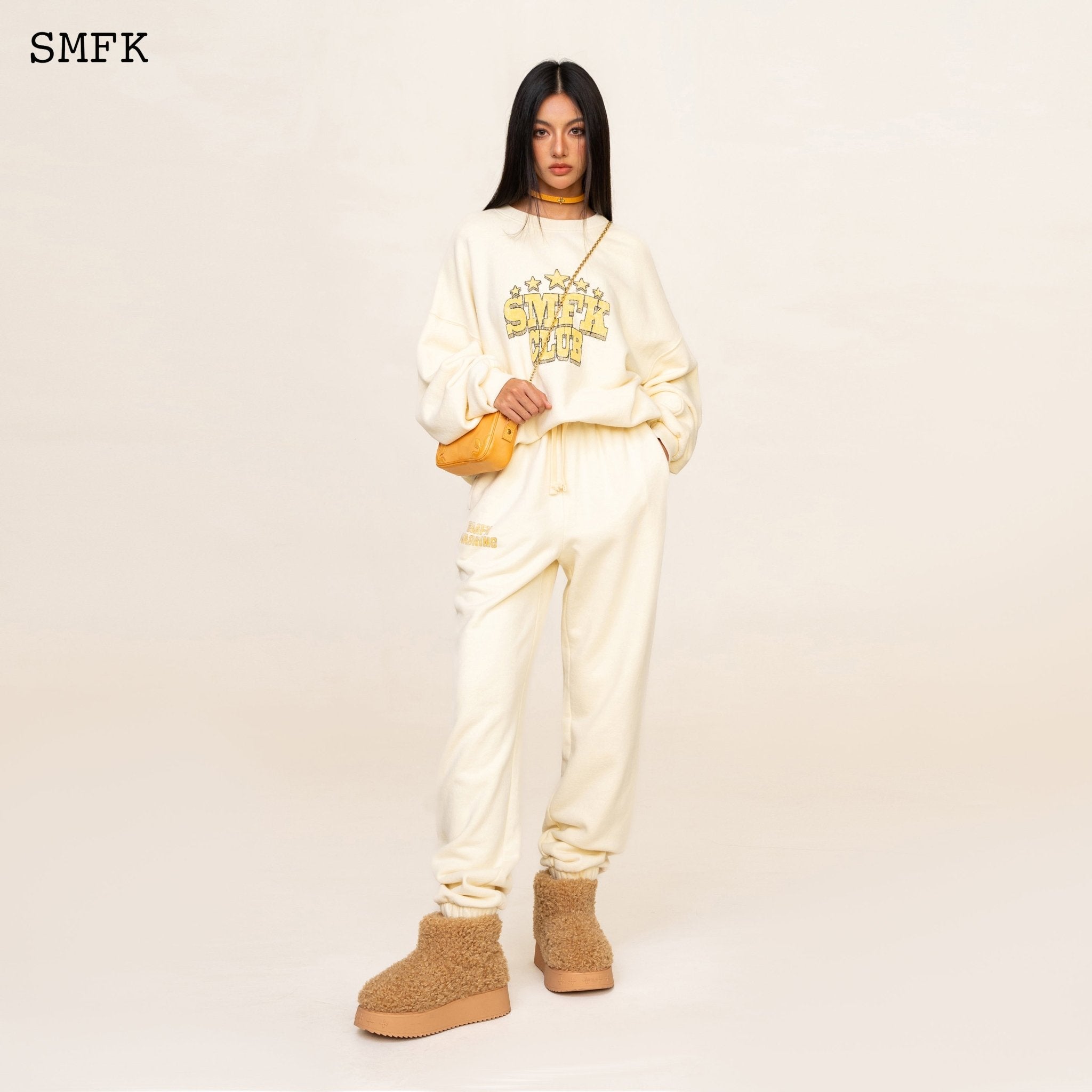 SMFK Compass Vintage College Jogging Pants In Cream | MADA IN CHINA
