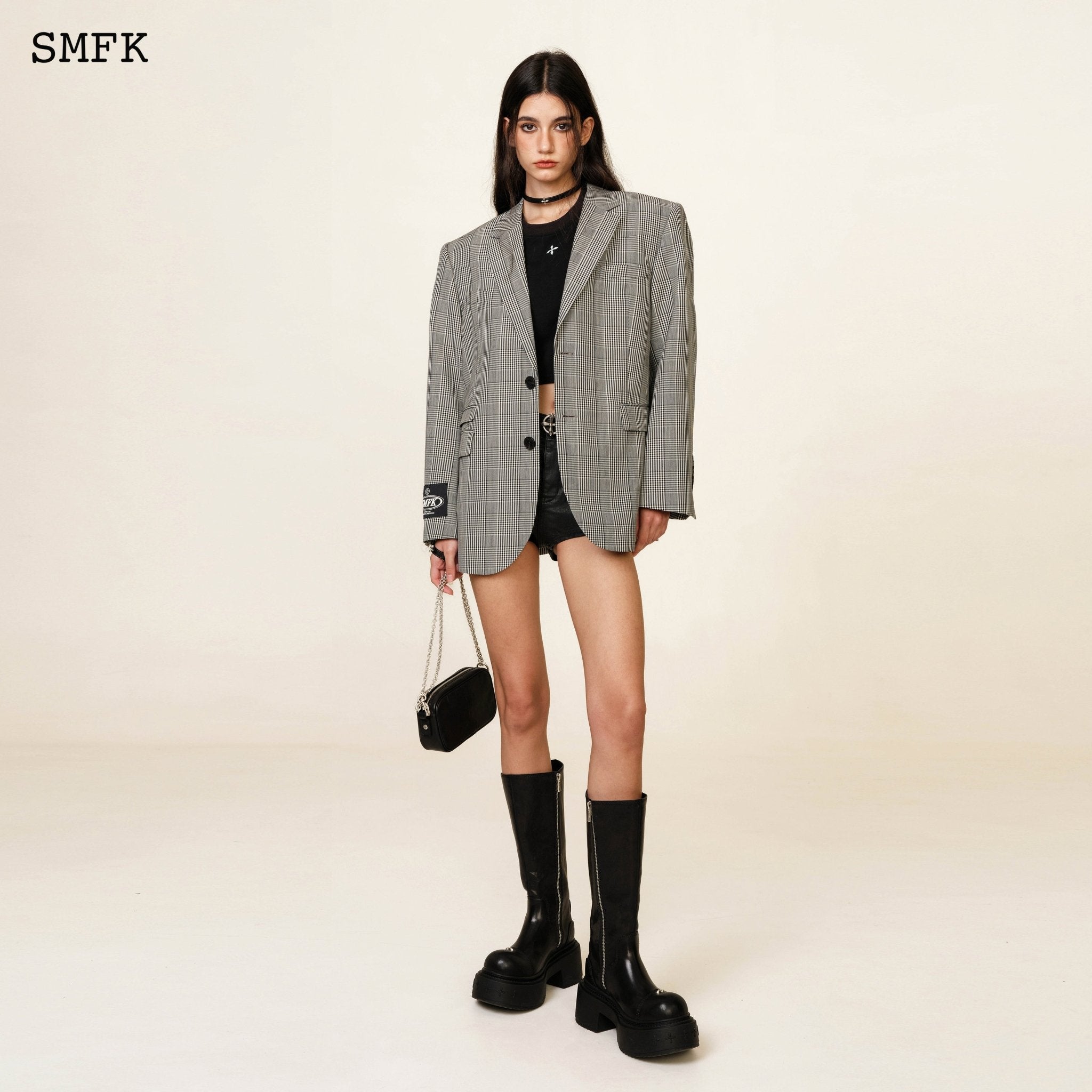 SMFK Compass Vintage Plaid Woolen Grey Suit | MADA IN CHINA