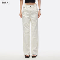 SMFK Dancer Group Wandering Wide Leg White Jeans | MADA IN CHINA