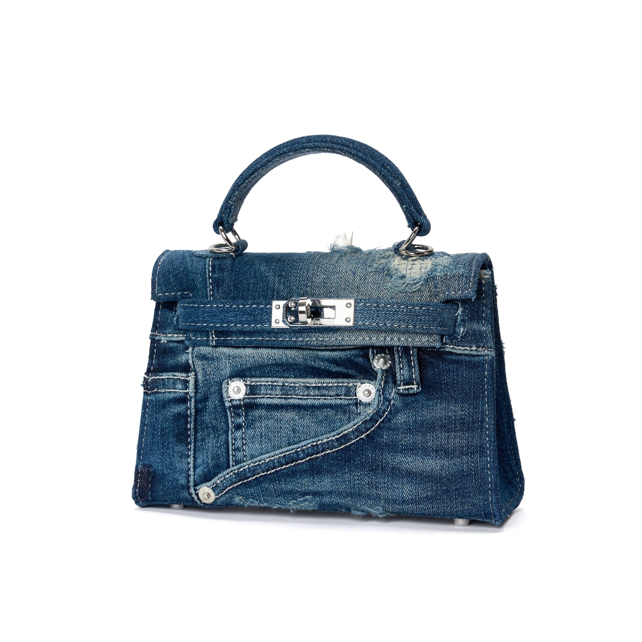 MARGIN GOODS Dark Blue Top Handle Bag | MADA IN CHINA