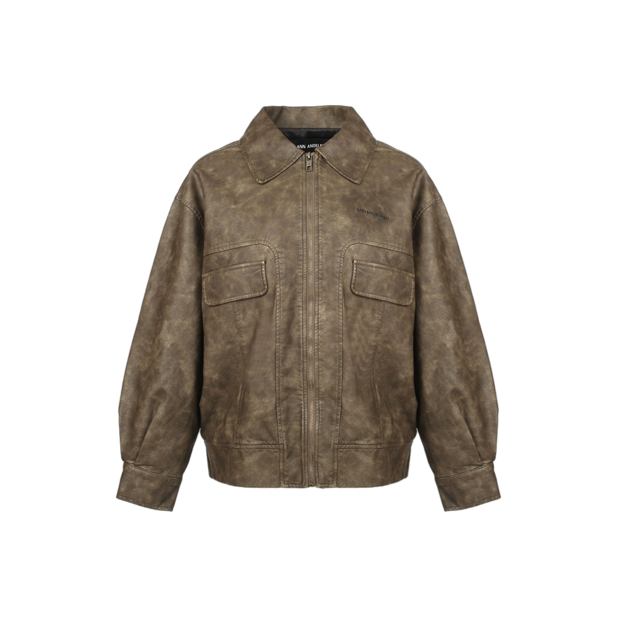 ANN ANDELMAN Dark Brown Vintage Distressed Leather Jacket | MADA IN CHINA