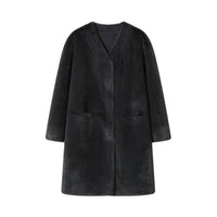 SOMESOWE Dark Grey Fluffy Faux Mink Long Coat | MADA IN CHINA