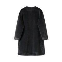 SOMESOWE Dark Grey Fluffy Faux Mink Long Coat | MADA IN CHINA