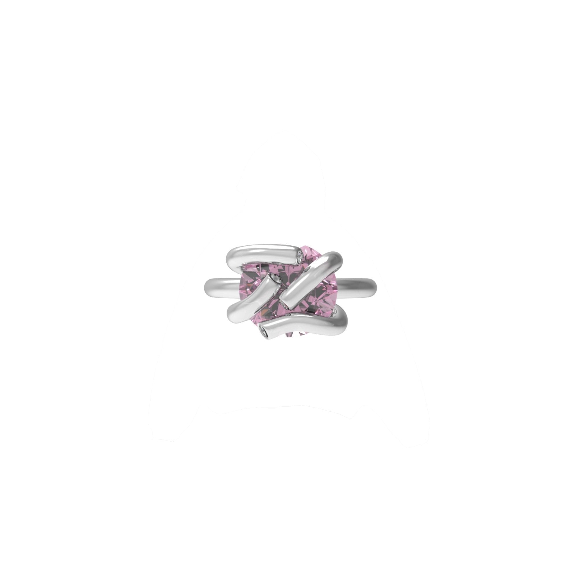 51 E JOHN Deconstruction Pink Twisted Prongs Ring | MADA IN CHINA