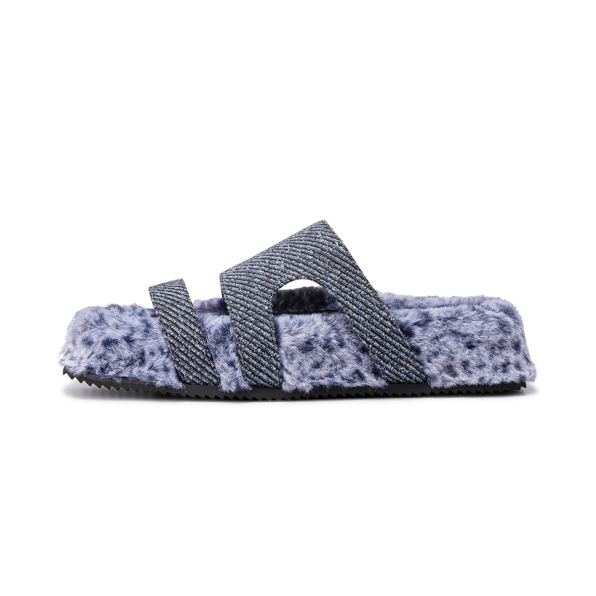 LOST IN ECHO Denim Asymmetric Comfortable Furry Slippers | MADA IN CHINA