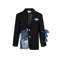 13DE MARZO Denim Pockets Patch Suit Black | MADA IN CHINA