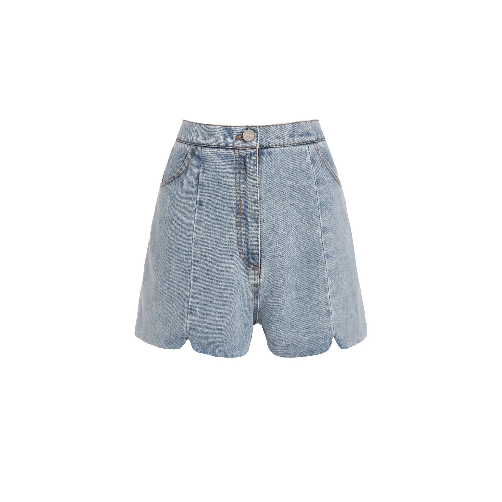 MARK GONG Denim Structured Slim Fit Shorts | MADA IN CHINA