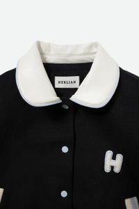 HERLIAN Doll Collar Quilted Cotton Tweed Baseball Jacket | MADA IN CHINA