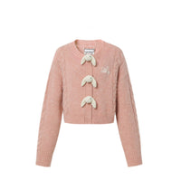 13DE MARZO Doozoo Button Knit Cardigan Pink Salt | MADA IN CHINA