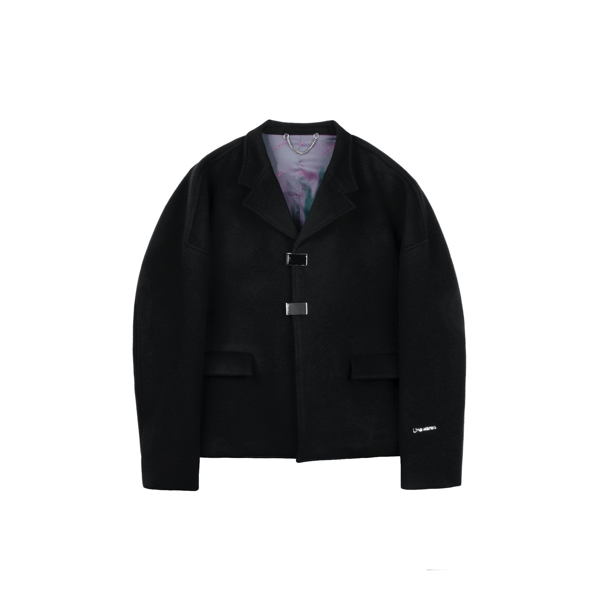 Unawares Double Row Custom Adjustable Button Short Woolen Jacket Black | MADA IN CHINA