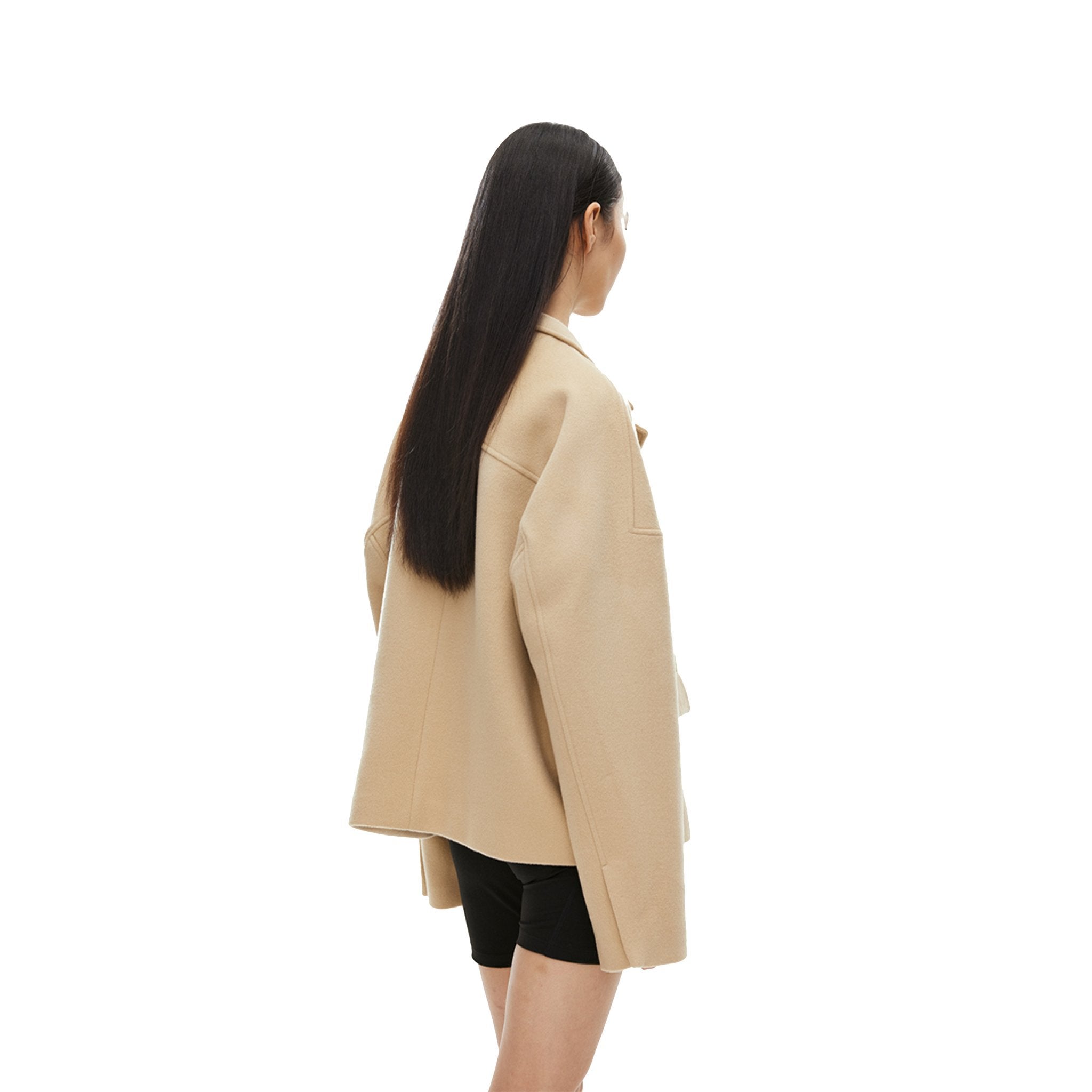 Unawares Double Row Custom Adjustable Button Short Woolen Jacket Khaki | MADA IN CHINA