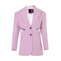 RAY CHU Dream Purple Lace Layering Slim Fit Waist Cutout Blazer | MADA IN CHINA