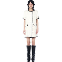 ICE DUST Embroidered Crew Neck Pleated Dress | MADA IN CHINA