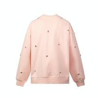 13 DE MARZO Fancy Colored Artificial Diamond Sweater Pink | MADA IN CHINA
