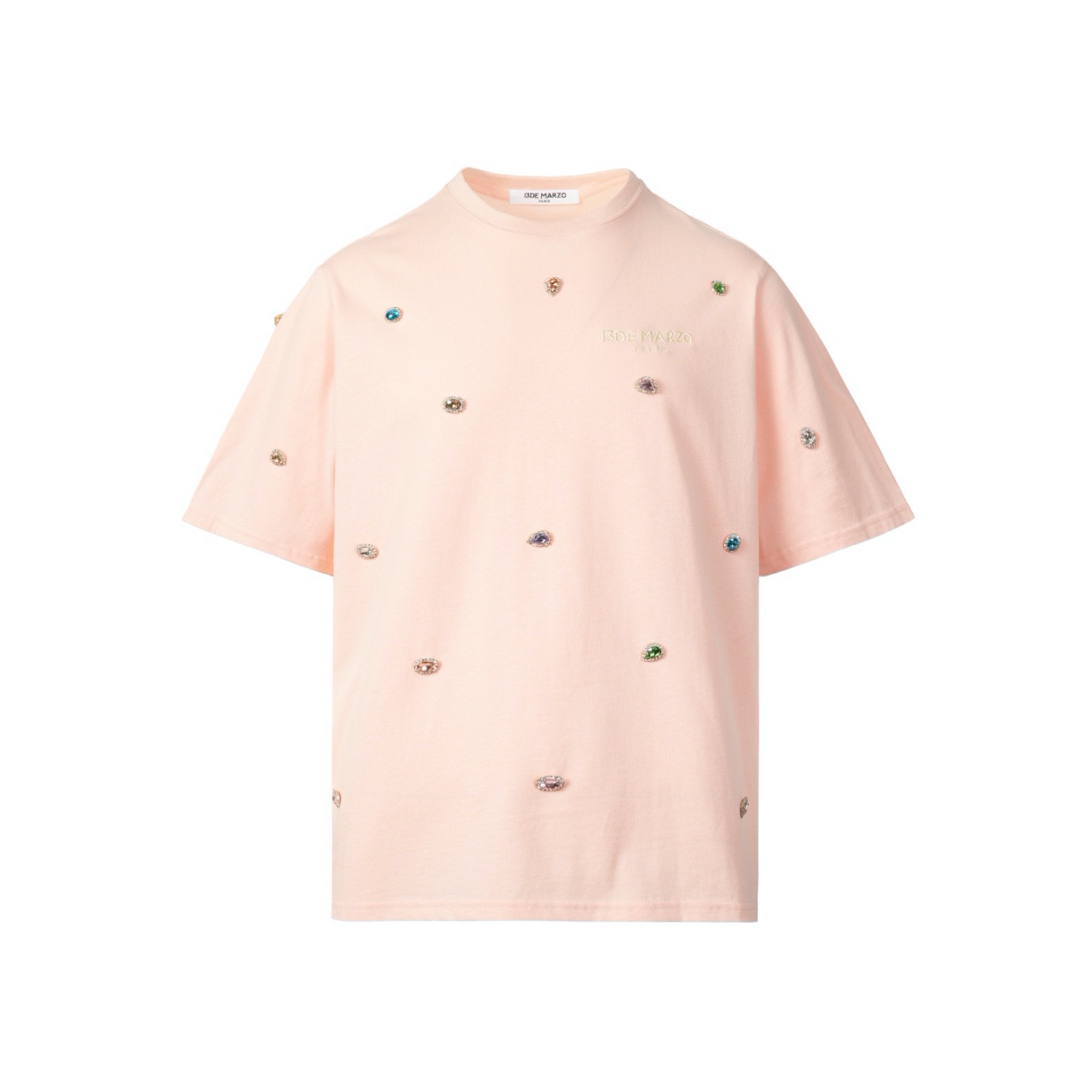 13 DE MARZO Fancy Colored Artificial Diamond T-Shirt Rose Quartz | MADA IN CHINA