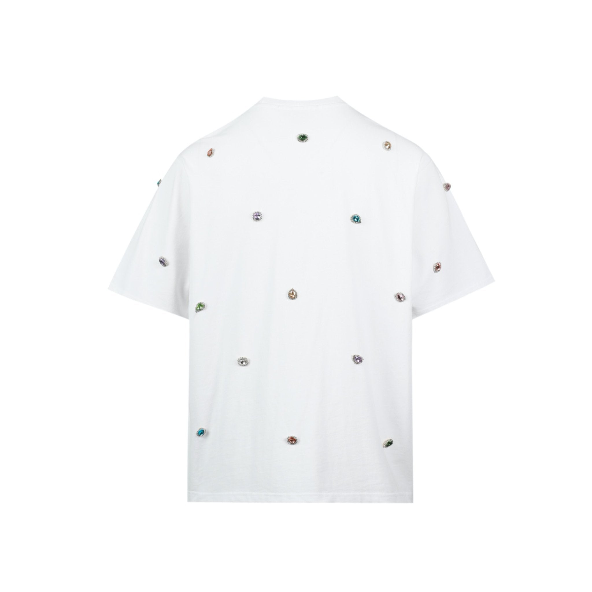 13 DE MARZO Fancy Colored Artificial Diamond T-Shirt White | MADA IN CHINA