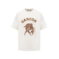 GARCON BY GARCON Flocked Lion Junior short-sleeved T-shirt White | MADA IN CHINA