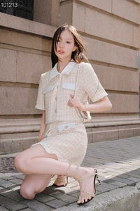 AIMME SPARROW Fragrant Wind Diamond Button Lapel Top | MADA IN CHINA