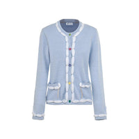 ANDREA MARTIN Furry Knitted Cardigan Blue | MADA IN CHINA
