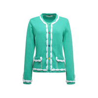 ANDREA MARTIN Furry Knitted Cardigan Green | MADA IN CHINA