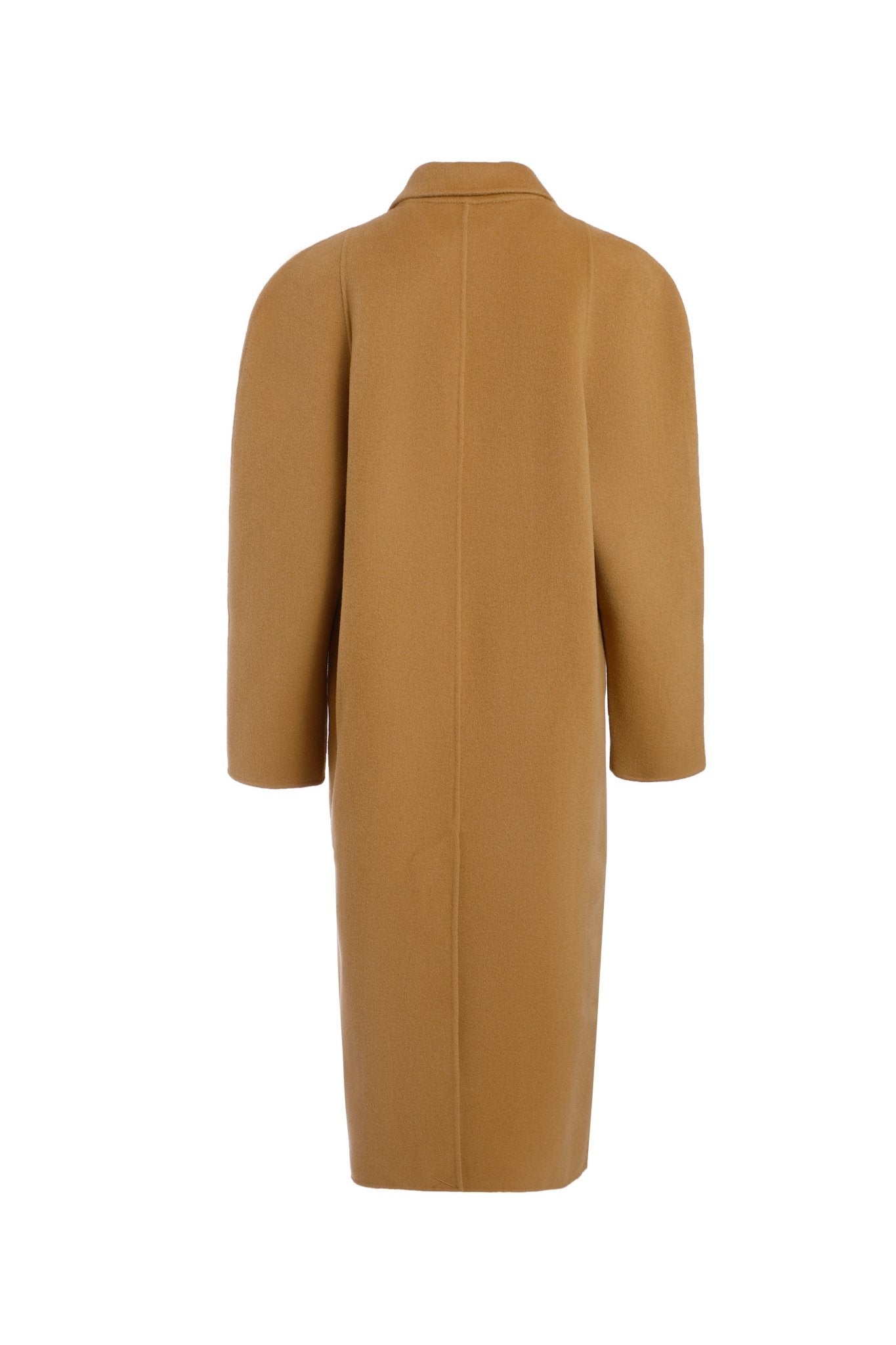 GROUP THERAPY Golden Camel Round Shoulder Long Loose Cashmere Coat | MADA IN CHINA