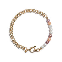 LOST IN ECHO Golden Multi-Color Pearl Necklace with OT Lock | MADA IN CHINA