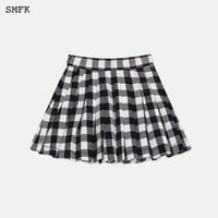 SMFK Grassland Black And White Checkered Pleated Skirt | MADA IN CHINA