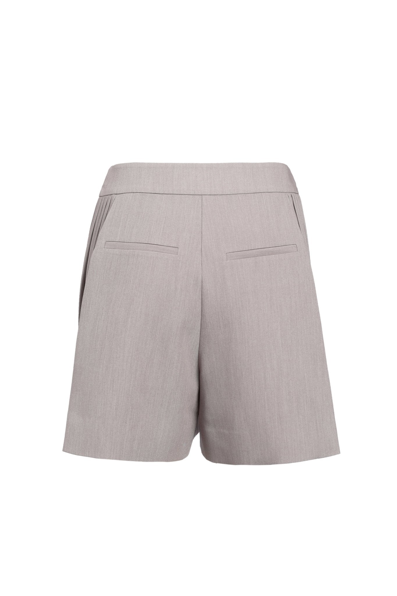FENGYI TAN Gray Pieced Pleated Shorts | MADA IN CHINA