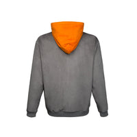 GALLIANO LANDOR Gray Suede Fabric Split Orange Hooded Sweater | MADA IN CHINA