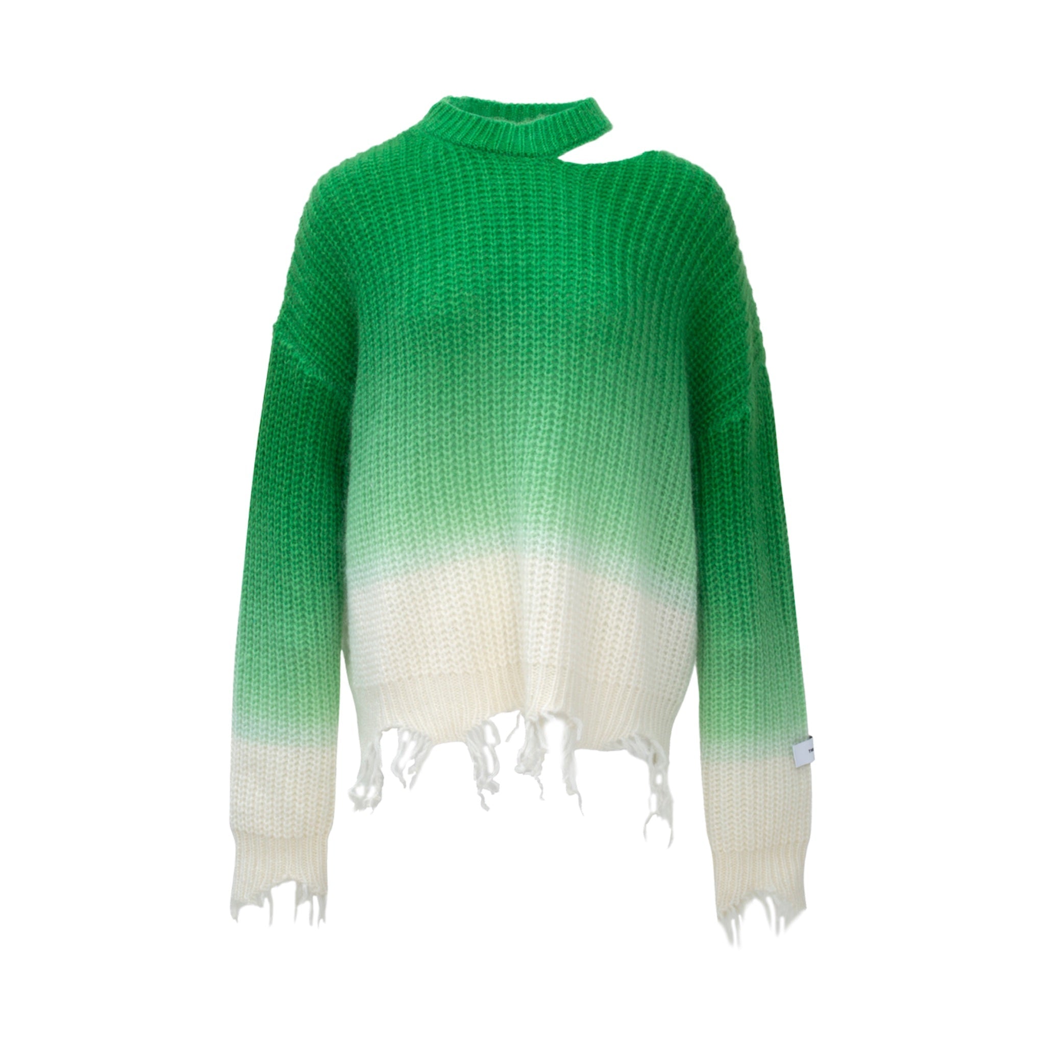 THE TEKKLA Green And White Gradient Destruction Sweater | MADA IN CHINA