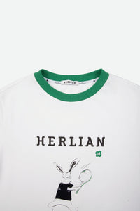 HERLIAN Green And White Tennis Rabbit T-shirt | MADA IN CHINA