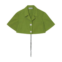 CALVIN LUO Green Chain Decorated Short Shirt | MADA IN CHINA