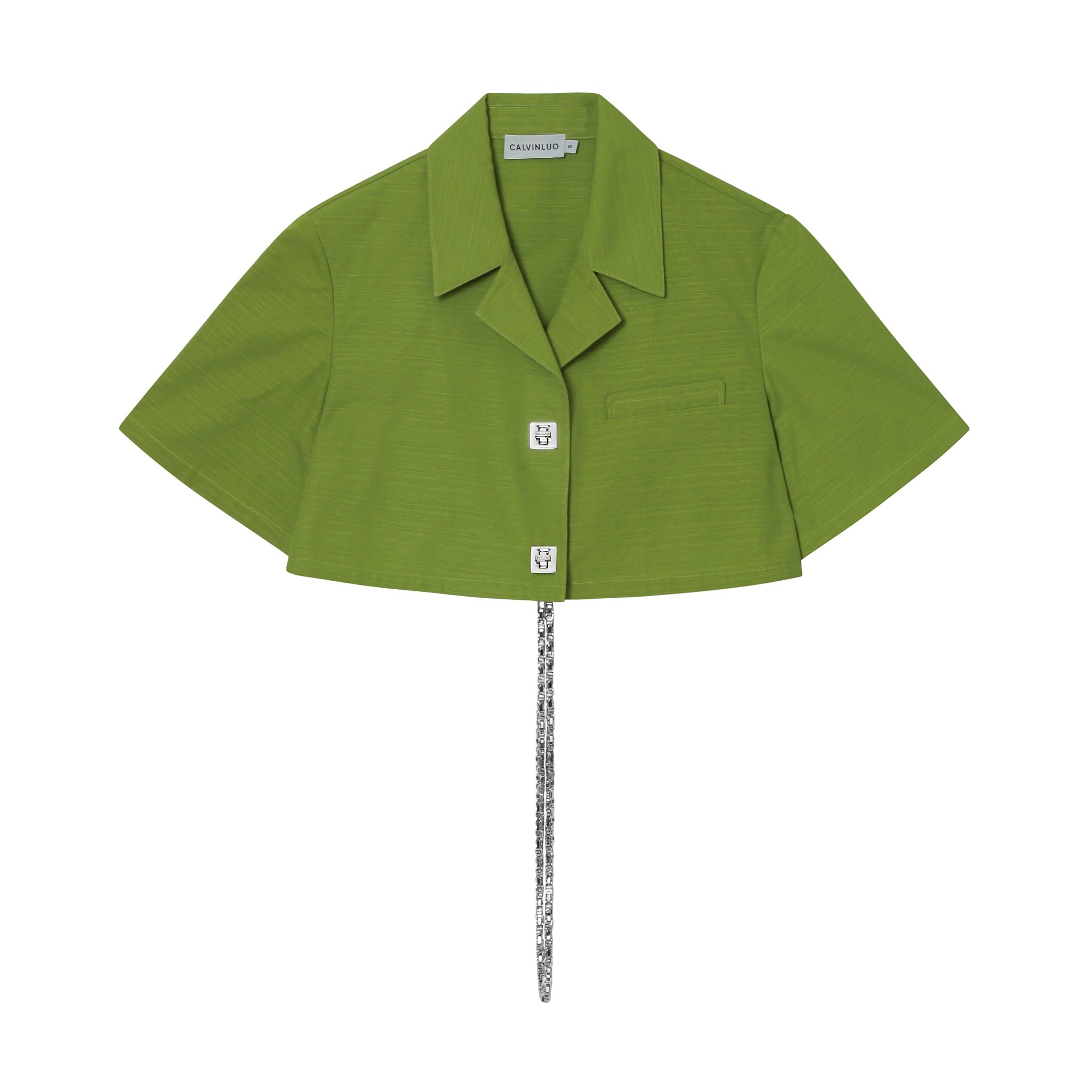 CALVIN LUO Green Chain Decorated Short Shirt | MADA IN CHINA