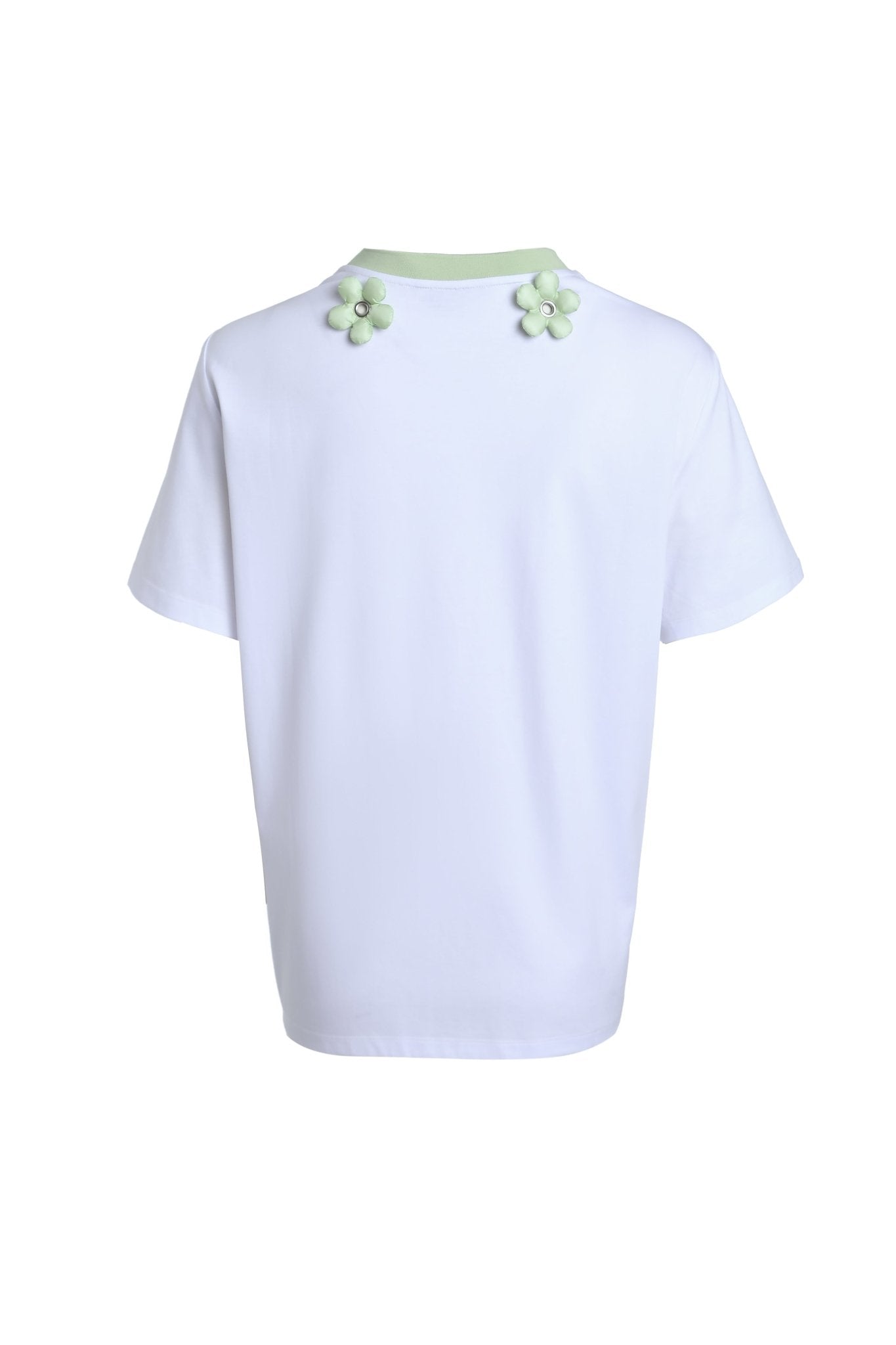 FENGYI TAN Green Clash Three-Dimensional Flowers T-shirt | MADA IN CHINA