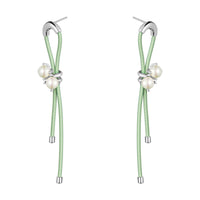LOST IN ECHO Green Elastic Rope Pearl Earrings | MADA IN CHINA