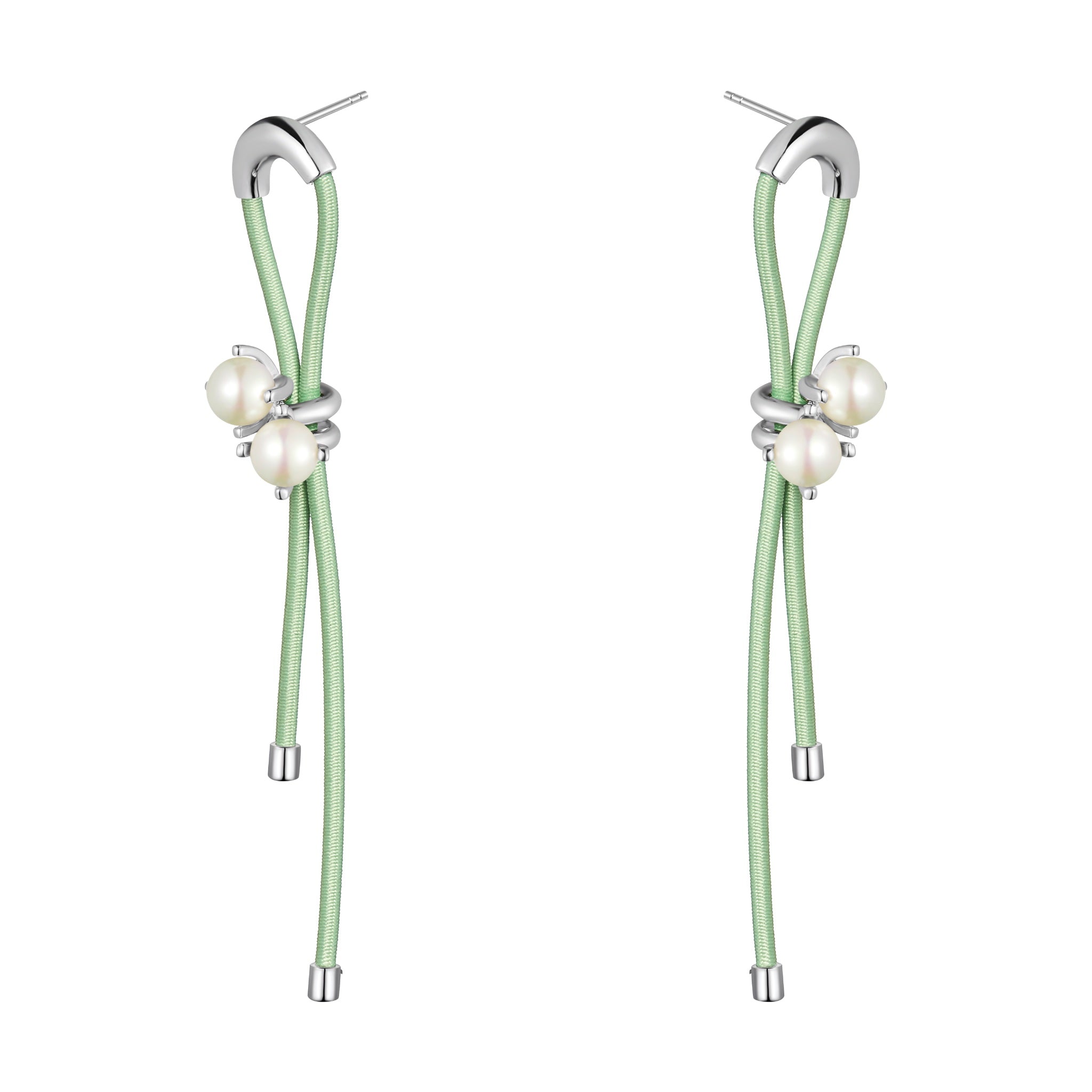 LOST IN ECHO Green Elastic Rope Pearl Earrings | MADA IN CHINA