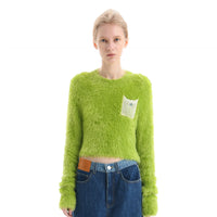 ANN ANDELMAN Green Feather Yarn Sweater | MADA IN CHINA