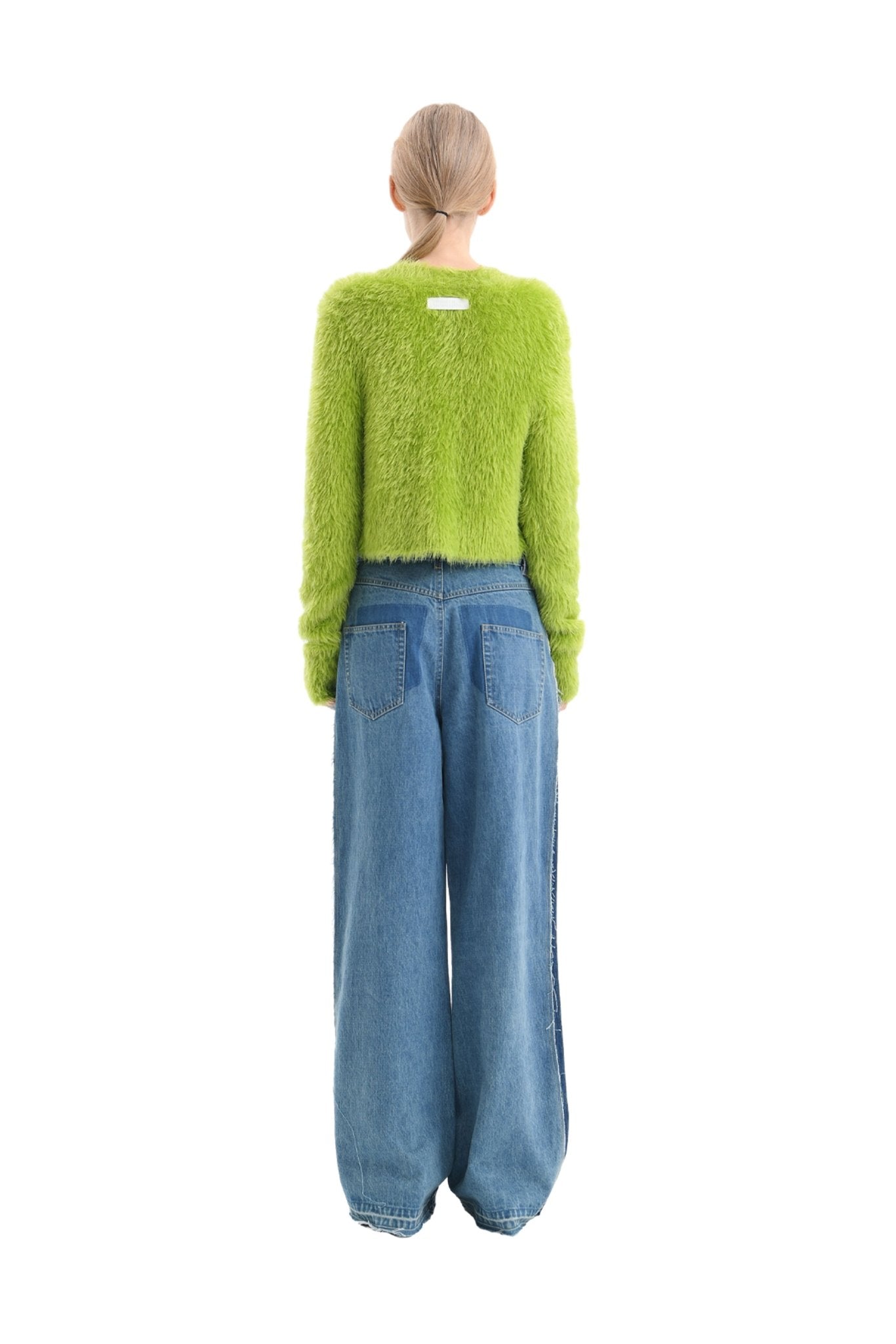 ANN ANDELMAN Green Feather Yarn Sweater | MADA IN CHINA
