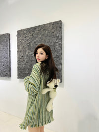 13DE MARZO Green Knitting Hoodie | MADA IN CHINA