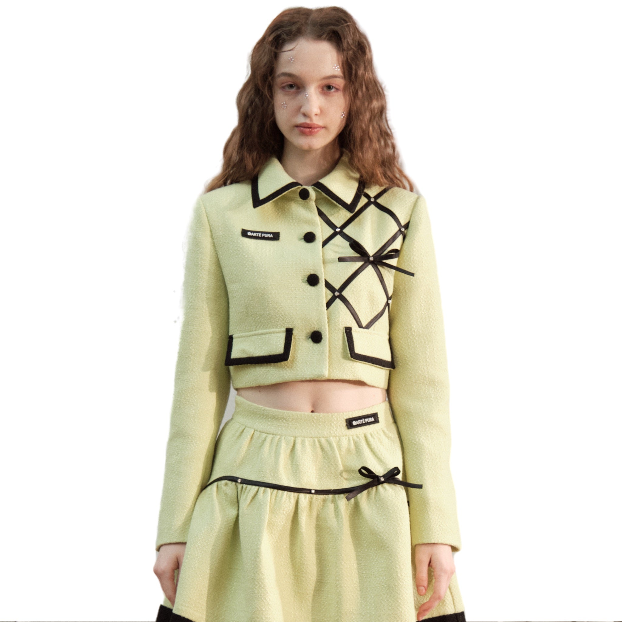 ARTE PURA Green Lapel Woolen Jacket With Bow Tie | MADA IN CHINA