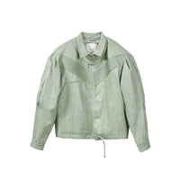 VANN VALRENCÉ Green Short Leather Jacket | MADA IN CHINA