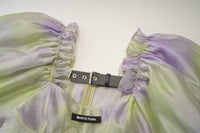 ARTE PURA Green Trailing Dress In Purple Print With Belt Decoration | MADA IN CHINA