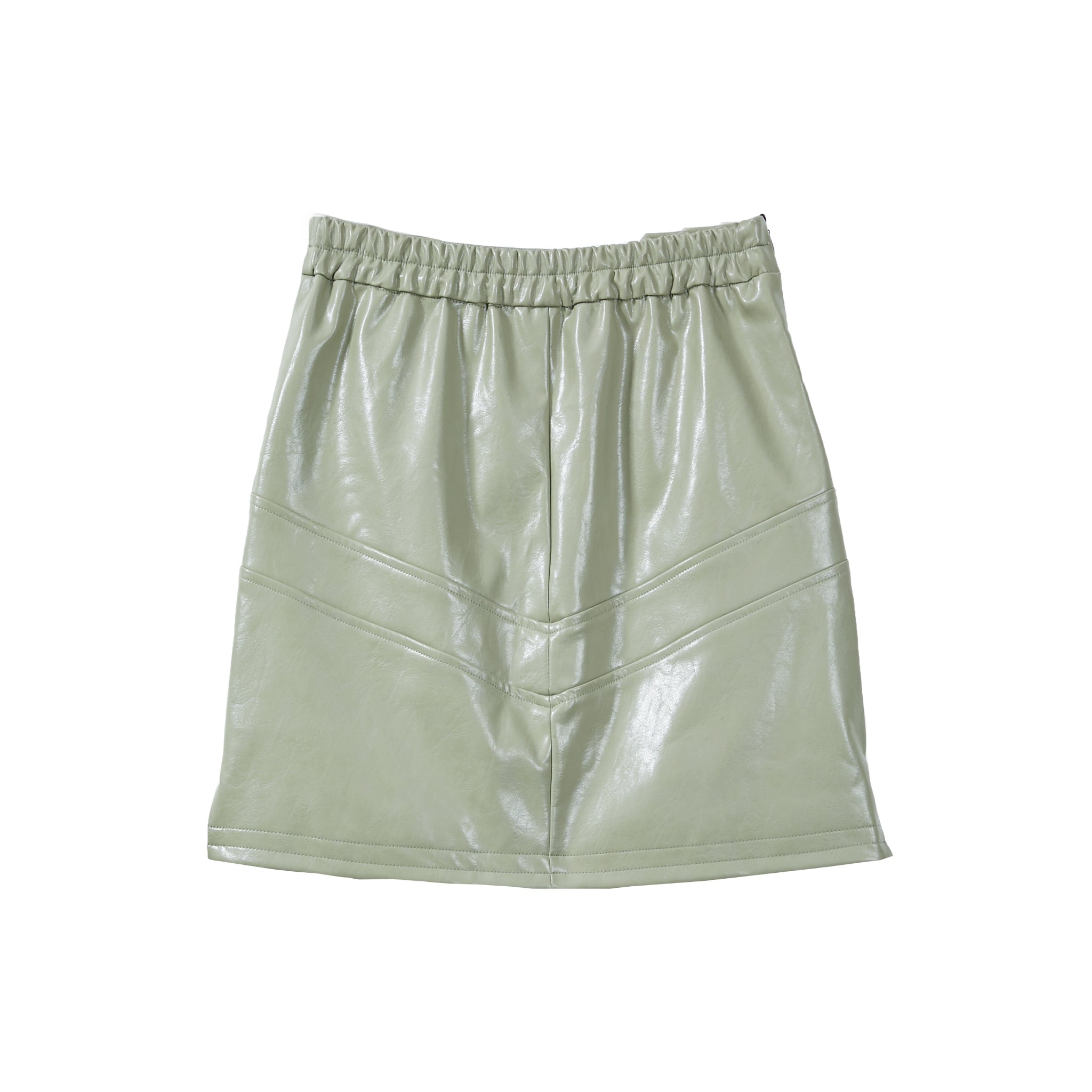 VANN VALRENCÉ Green Women Patchwork Leather Skirt | MADA IN CHINA