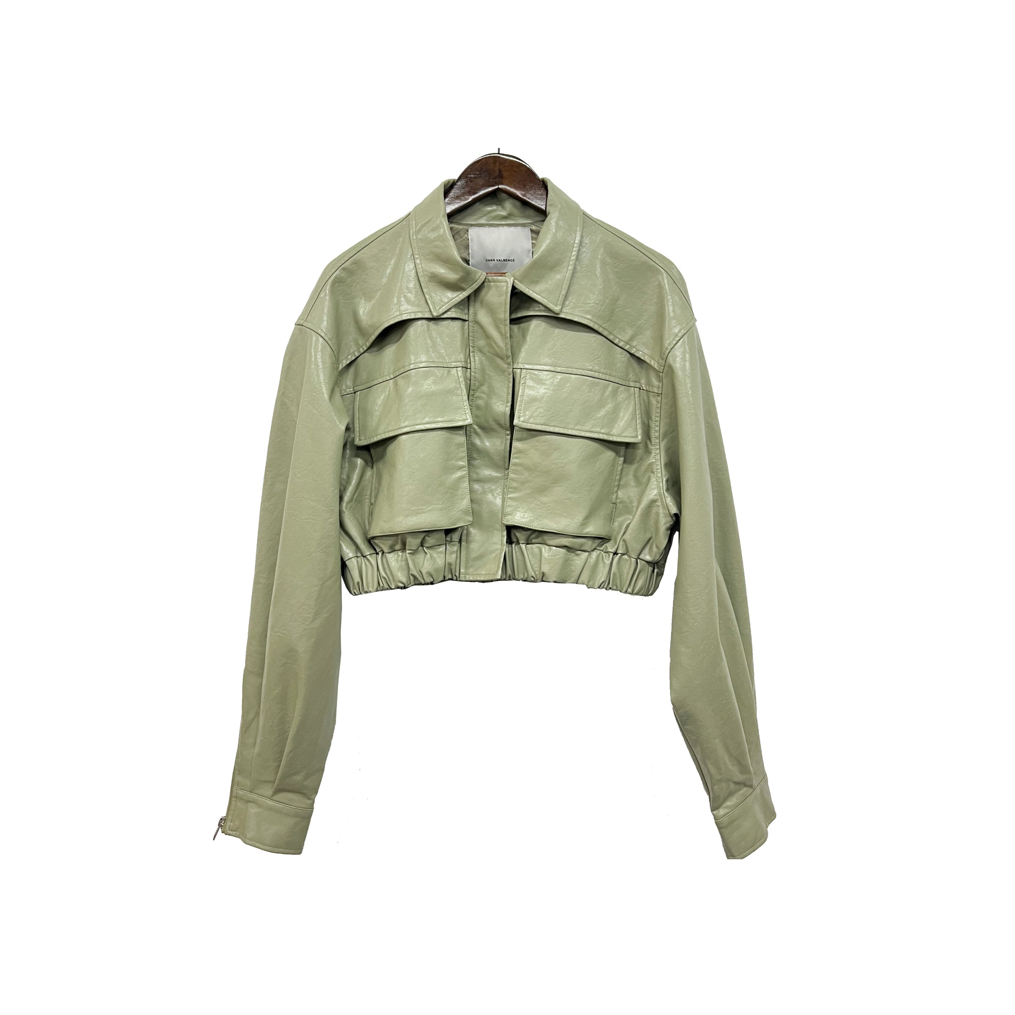 VANN VALRENCÉ Green Women Short Leather Coat | MADA IN CHINA